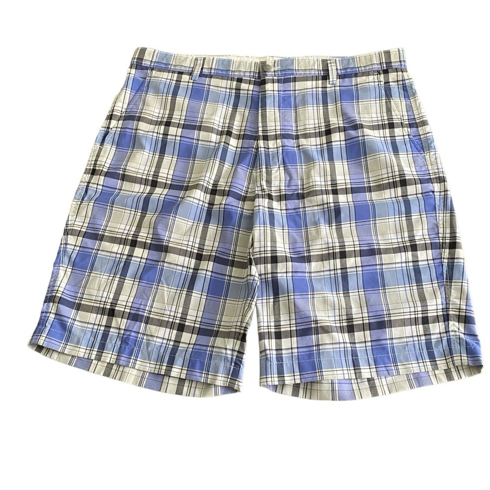 FootJoy Men Blue White Plaid Performance Golf Shorts Size 38 Nylon Blend Preppy